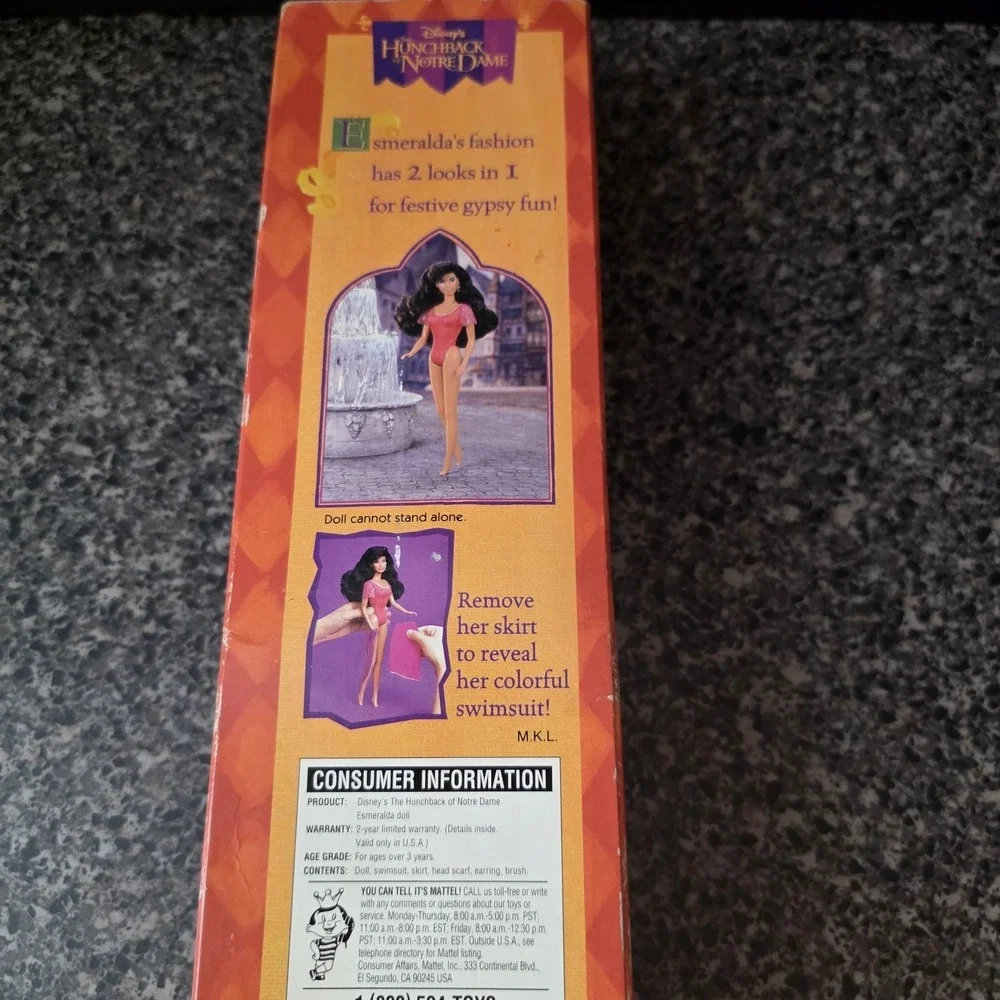 Vintage Disney Hunchback‎ of Notre Dame Esmeralda Doll 1996 Mattel NRFB In Box